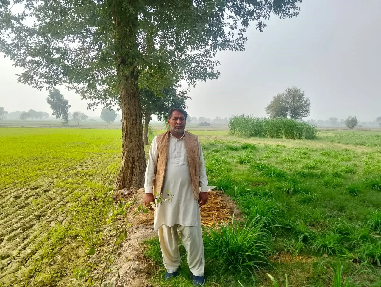 A man standing next to his crop